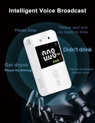 Wall Mounted Bracket Alcohol Detector Blowing Air Check Bluetooth Connection APP